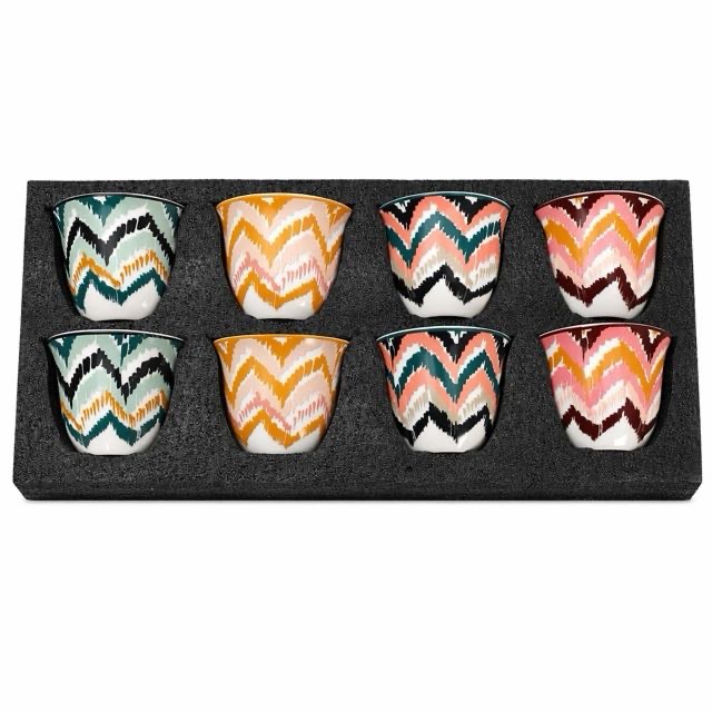 Boho Wave Seramik Çay Fincanı 8 Adet Çay Espresso Hediye Seti