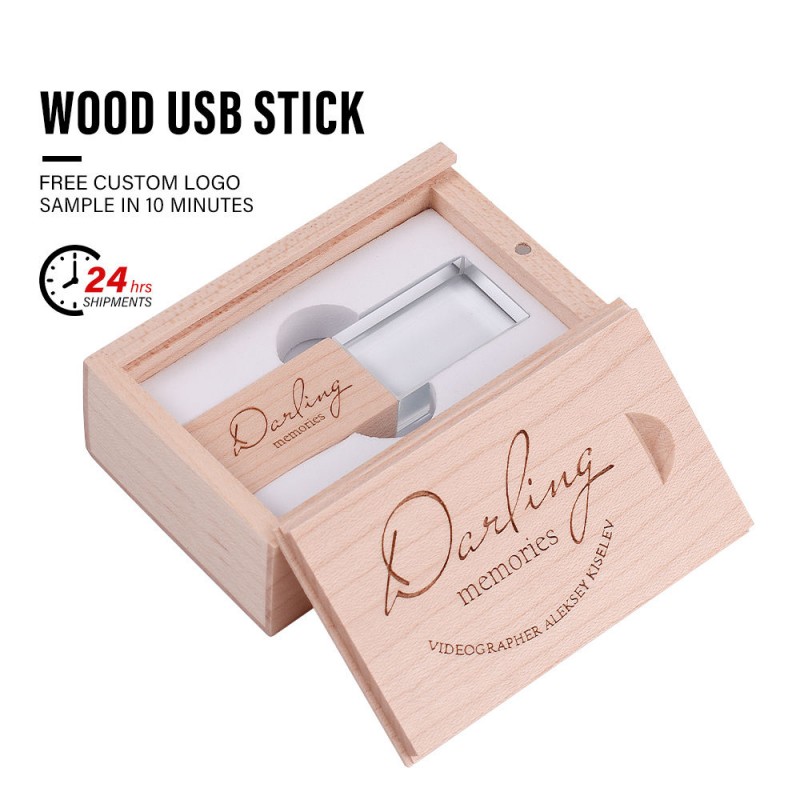 Özel Kristal Ahşap USB Flash Sürücü