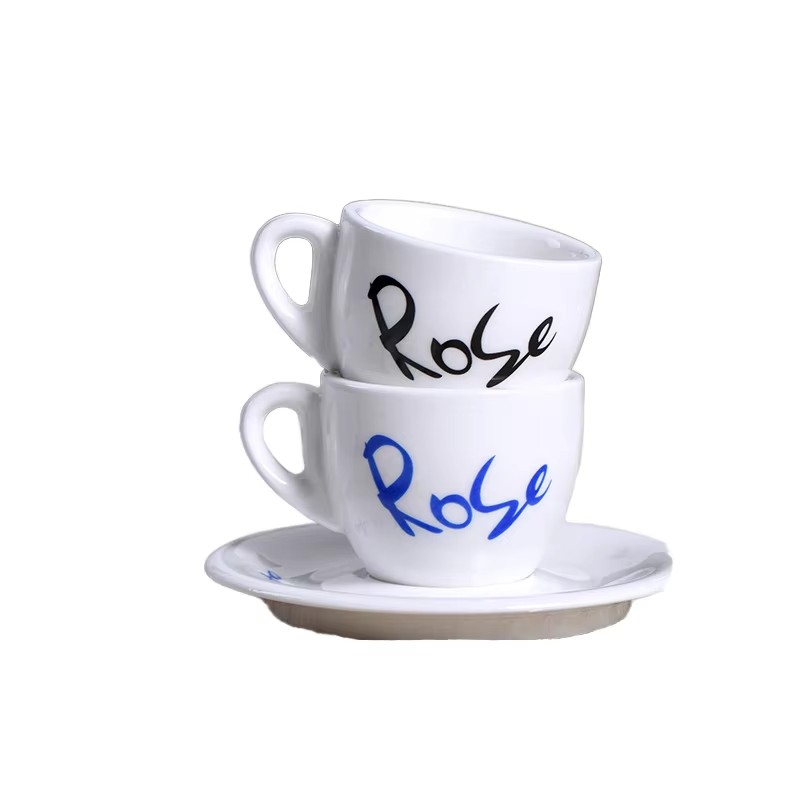 Cafe Hediyelik Baskılı Porselen Espresso Bardağı Tabağı