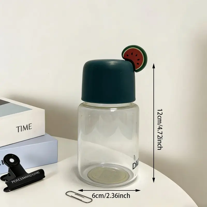 Çekme Kulplu Silikon Karpuz Saplı Mini Cam Su Şişesi